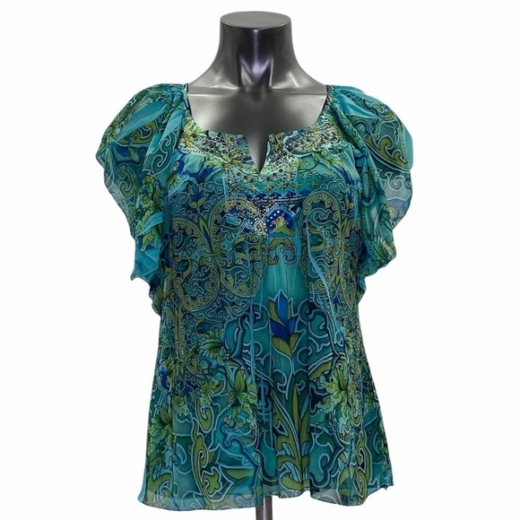 ONE World Live & Let Live Multicolor Paisley Top - Picture 1 of 11
